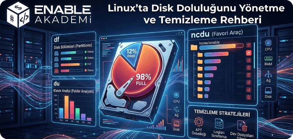 Linux Disk Temizleme Rehberi: df, du ve ncdu ile Sunucuda Yer Açma